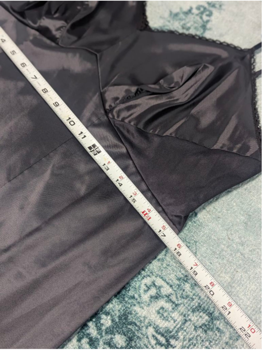Vtg 60s 70s Van Raalte Black Nylon Lace Trim Slip Dress 40 Average - Picture 11 of 13